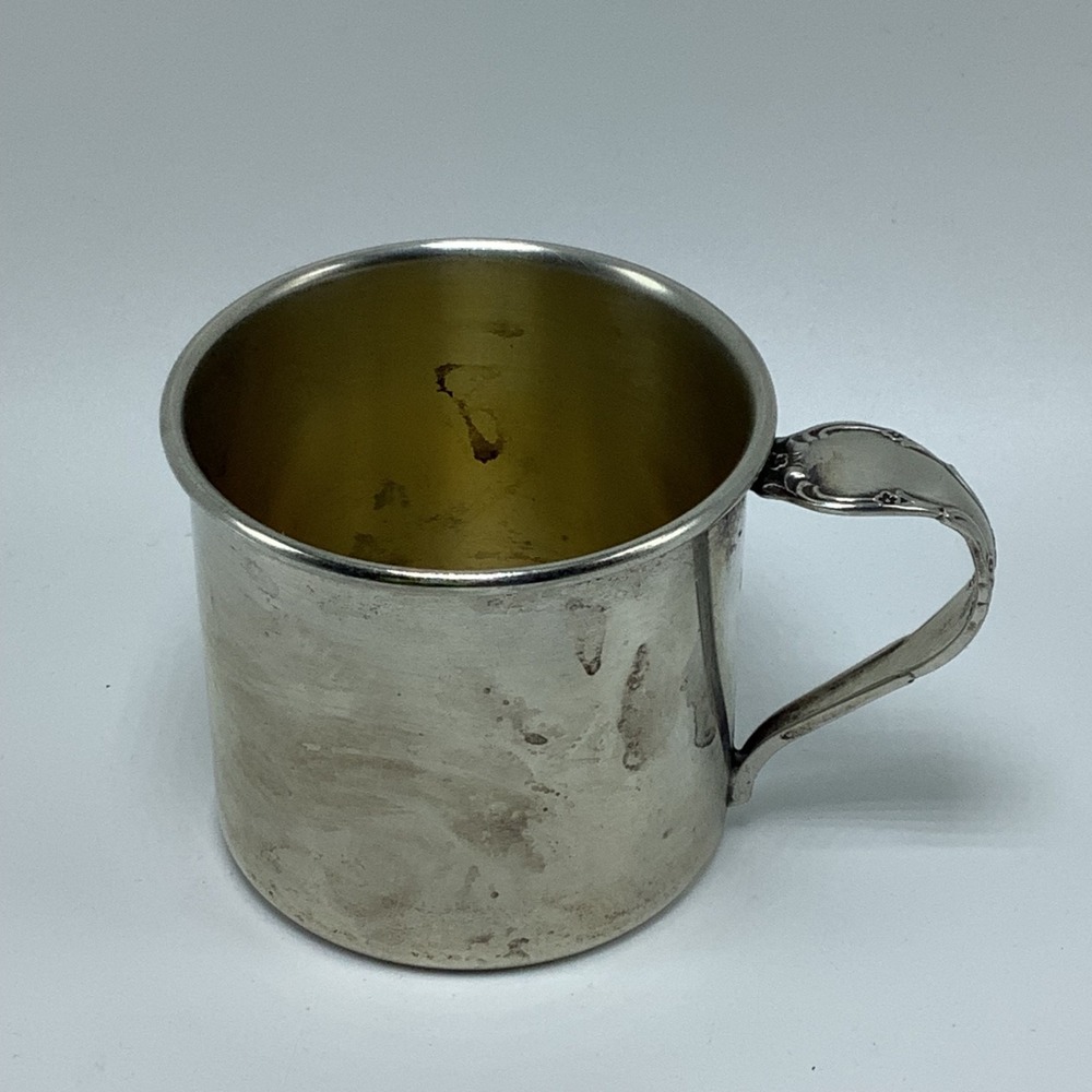 Vintage ONEIDA USA Silver Plate‎ Baby Cup Ornate Handle
